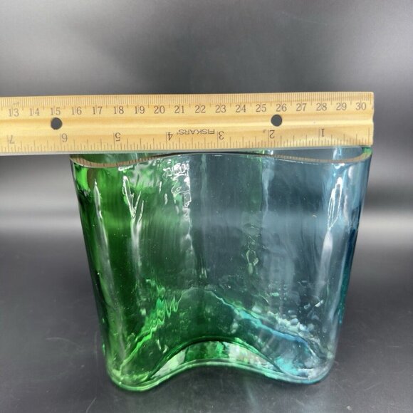 Southern Living Green Clear and Blue Art Glass Vase Abstract Shape Glass Vase - Picture 6 of 16
